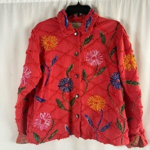 Vintage Tantrums women jacket size:M color: orange/ floral print 100%Cotton